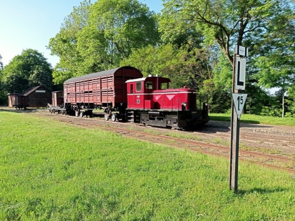 008 In Heiligenberg angekommen, nehmen wir den Viehwagen samt Zwischenwagen an den Haken, zur Fahrt nach Asendorf.